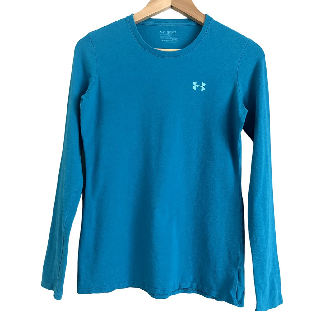 Under Armour Women's XS‎ Heatgear Long Sleeve-Blue-EUC
